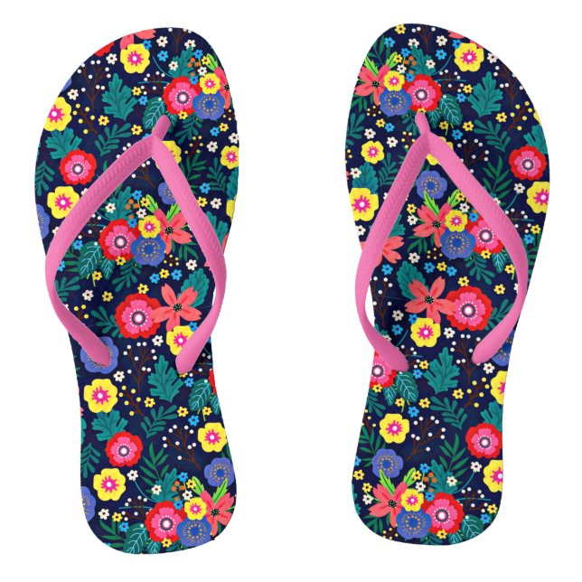 Decorative Flowers And Leaves Pattern-48675 Flip Flops (Footbed)