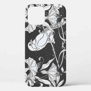 Decorative Flowers Bird Nouveau Poster iPhone 12 Case