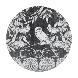 Decorative Flowers Bird Nouveau Poster Cutting Board