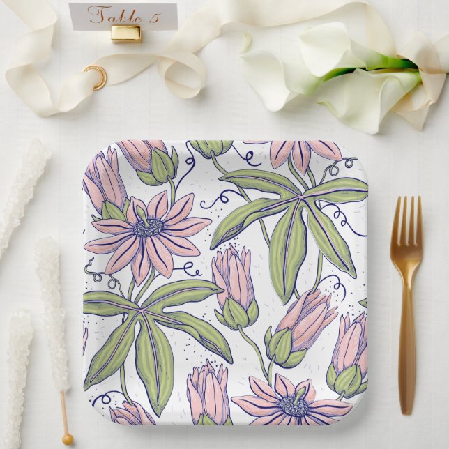 Decorative flowers for special occasion l Pink  Paper Plate (Wedding)