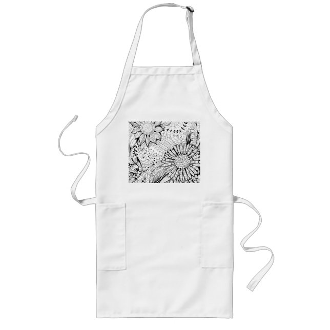 Decorative flowers long apron (Front)