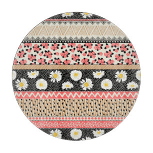 Decorative Flowers: Patchwork Tile Pattern Cutting Board