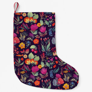 Decorative Flowers: Seamless Vintage Doodle Small Christmas Stocking