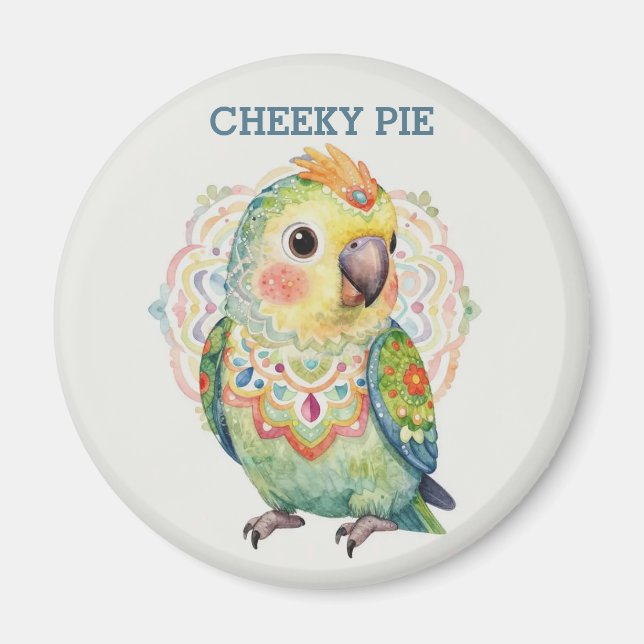 Decorative Folk‑Art Parrot Illustration  Magnet (Front)