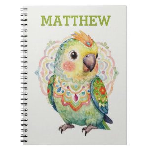 Decorative Folk‑Art Parrot Illustration  Notebook