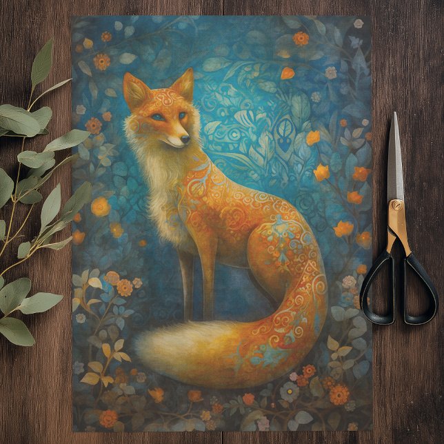 Decorative Forest Fox Tissue Paper (Elegant Woodland Fox Tissue Paper)
