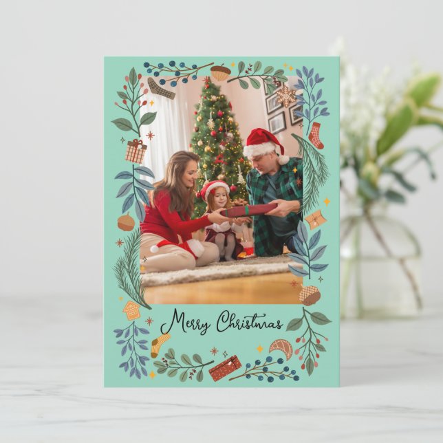 Decorative frame Merry Christmas  Holiday Card (Standing Front)