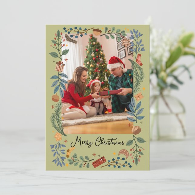 Decorative frame Merry Christmas Olive Holiday Card (Standing Front)