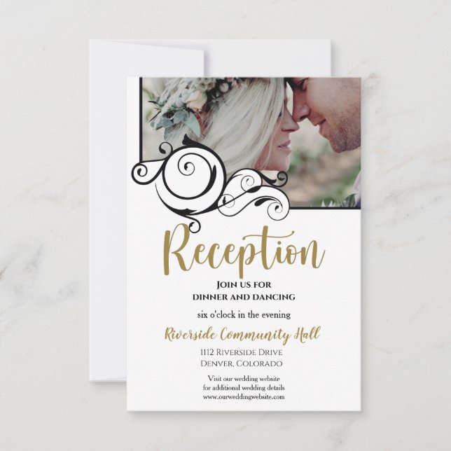 Decorative Frame Minimalist Reception Insert  Invitation (Front)