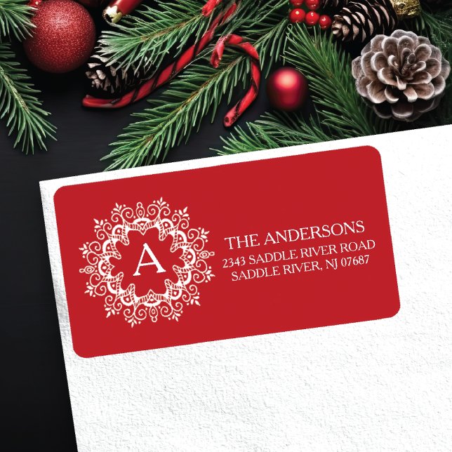 Decorative Frame Monogram Return Address Label (Creator Uploaded)