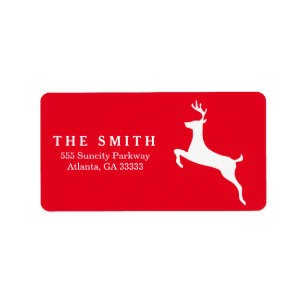 Decorative Frame Reindeer Red Christmas Label