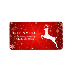 Decorative Frame Reindeer Red Snowflake Christmas Label