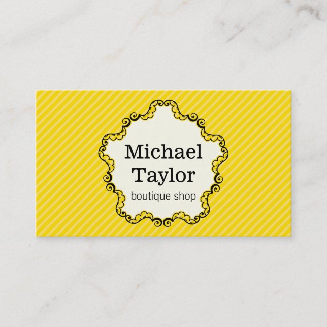 Decorative Frame / Yellow Stripes Business Card (Front)