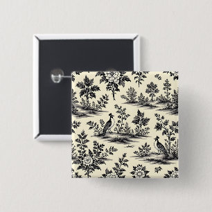 Decorative French toile pattern 15 Cm Square Badge