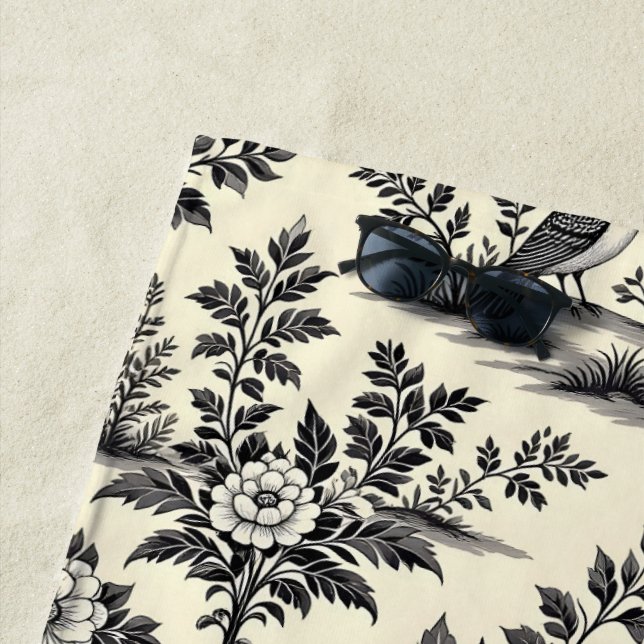 Decorative French toile pattern Beach Towel (In Situ)