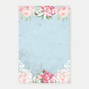 Decorative frenchy artwork floral with white lace post-it notes
