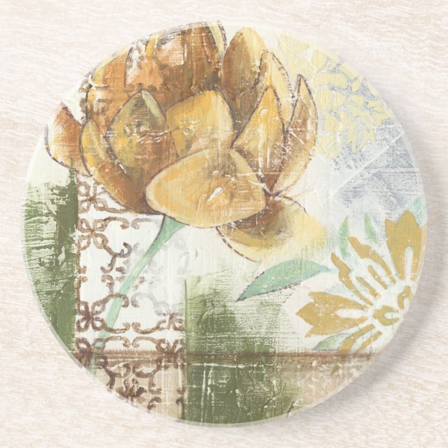 Decorative Fresco Design with Globe Flower Coaster (Front)