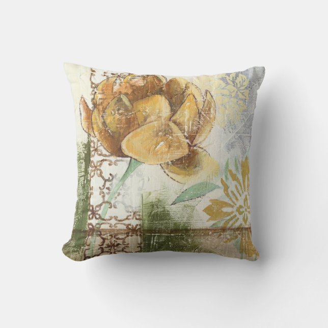 Decorative Fresco Design with Globe Flower Cushion (Front)