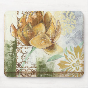 Decorative Fresco Design with Globe Flower Mouse Mat