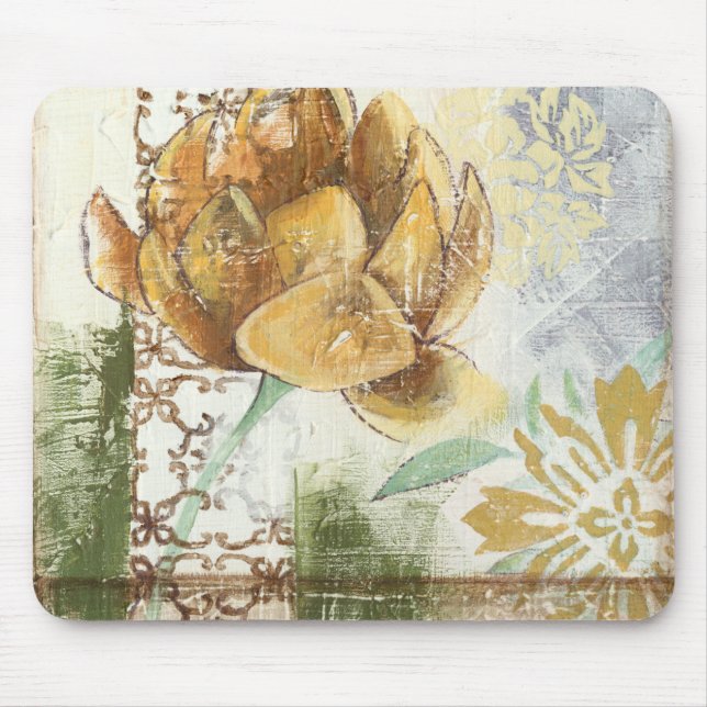 Decorative Fresco Design with Globe Flower Mouse Mat (Front)