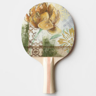 Decorative Fresco Design with Globe Flower Ping Pong Paddle