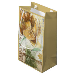 Decorative Fresco Design with Globe Flower Small Gift Bag
