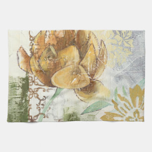 Decorative Fresco Design with Globe Flower Tea Towel