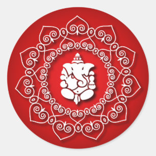 Decorative Ganesha Design Classic Round Sticker