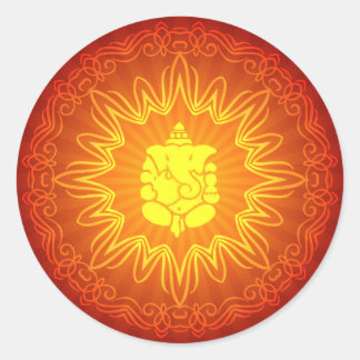 Decorative Ganesha Design Classic Round Sticker
