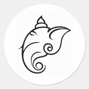 Decorative Ganesha Design Classic Round Sticker