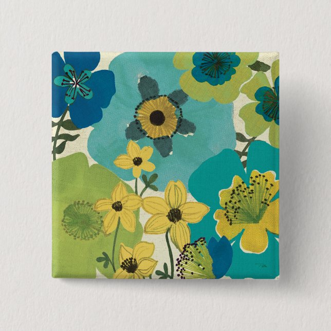 Decorative Garden Flowers 15 Cm Square Badge (Front)