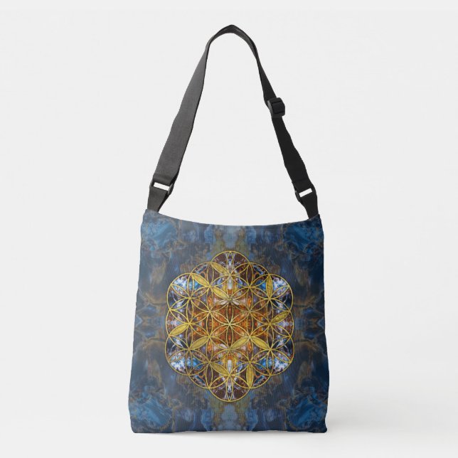 Decorative Gemstone Sacred Geometry Flower of life Crossbody Bag (Front)