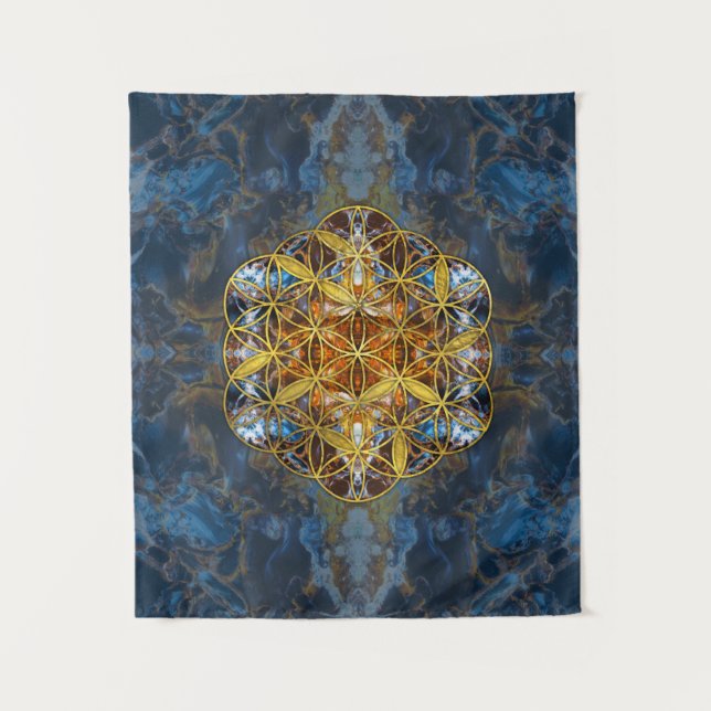 Decorative Gemstone Sacred Geometry Flower of life Tapestry (Front)