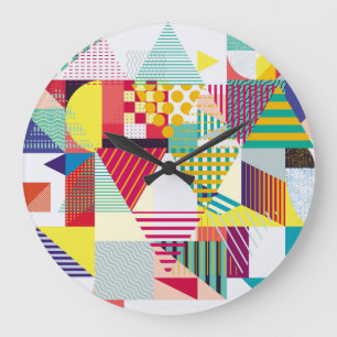Decorative geometric, abstract seamless pattern. large clock