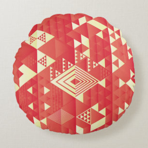 Decorative geometric, abstract vintage elements. round cushion