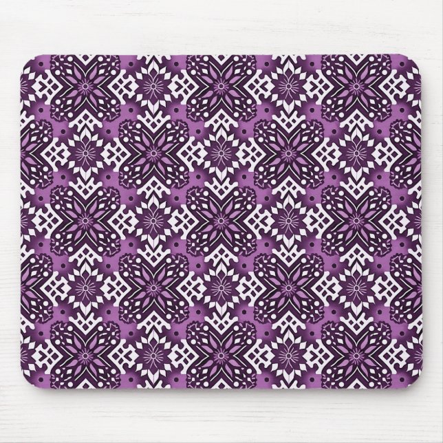 Decorative Geometric Floral Pattern Mouse Mat (Front)