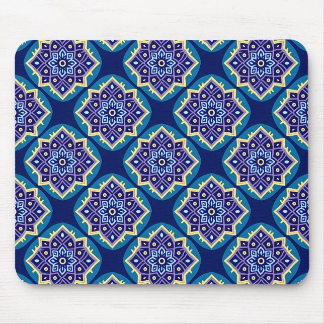 Decorative Geometric Floral Pattern Mouse Mat (Front)
