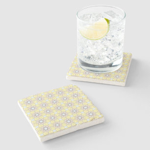 decorative geometric pattern stone coaster