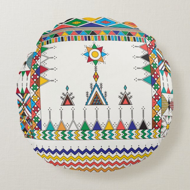 Decorative geometric repeating pattern inspired by round cushion (Front)