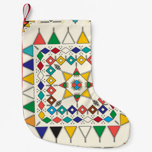 Decorative geometric repeating pattern inspired by small christmas stocking