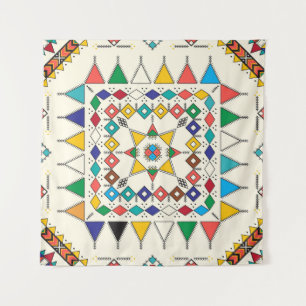 Decorative geometric repeating pattern inspired by tapestry