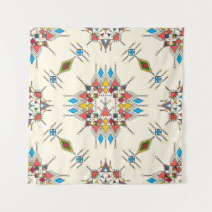 Decorative geometric repeating pattern inspired by tapestry
