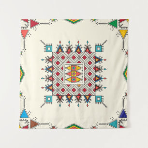 Decorative geometric repeating pattern inspired by tapestry