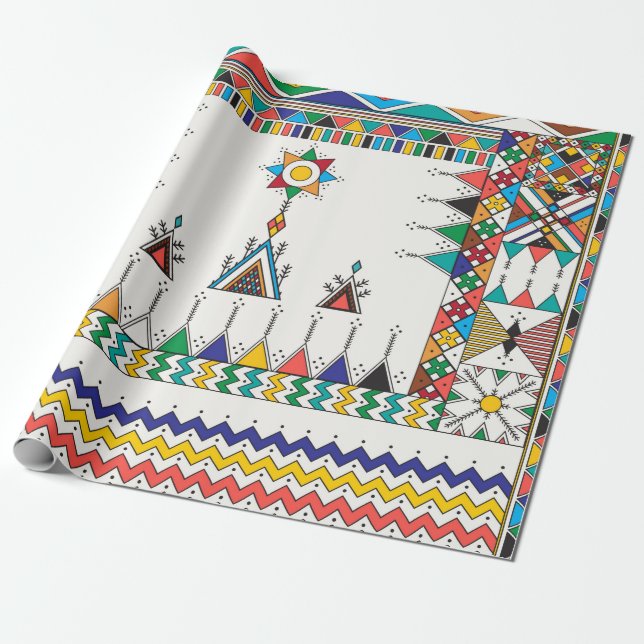 Decorative geometric repeating pattern inspired by wrapping paper (Unrolled)