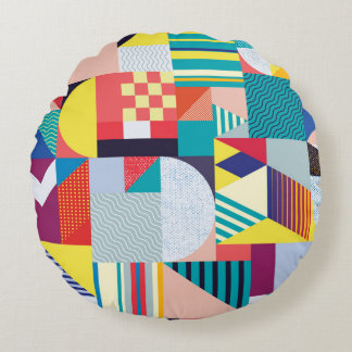 Decorative Geometric: Vintage Abstract Pattern. Round Cushion