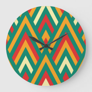 Decorative Geometric: Vintage Abstract Seamless. Large Clock