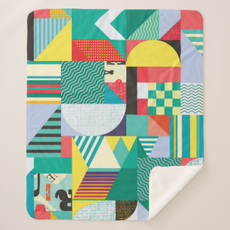 Decorative Geometric: Vintage Pattern Elements Sherpa Blanket