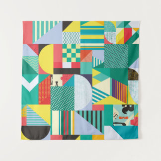 Decorative Geometric: Vintage Pattern Elements Tapestry