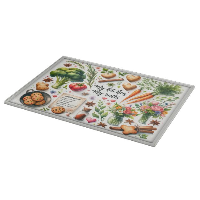 Decorative Glass Cutting Board 15"x11" (Corner)