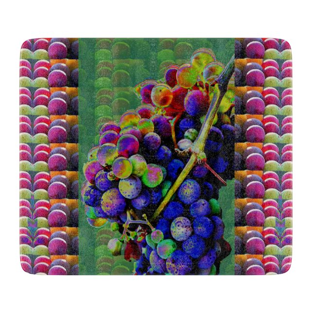 Decorative Glass Cutting Board GRAPES NATURE ART (Front)